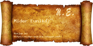 Mider Euniké névjegykártya
